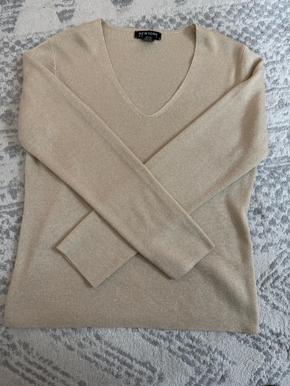 New York & Company Sparkly V-Neck Sweater